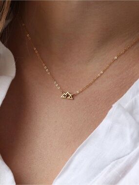 24k Gold Filled Mountain Necklace: Dainty Minimalist Jewelry